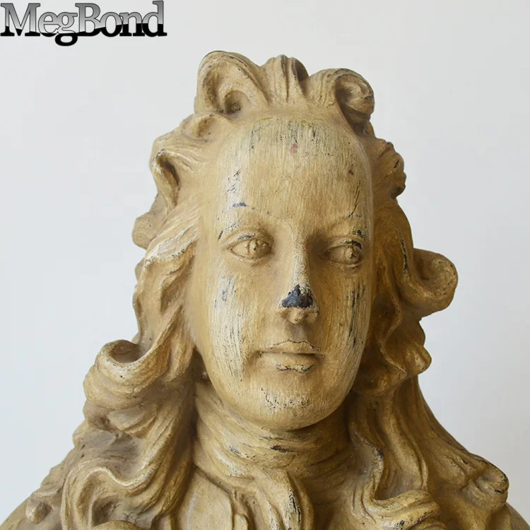 Old Look Fiberglass  resin statues,  famous European style bust for table decor