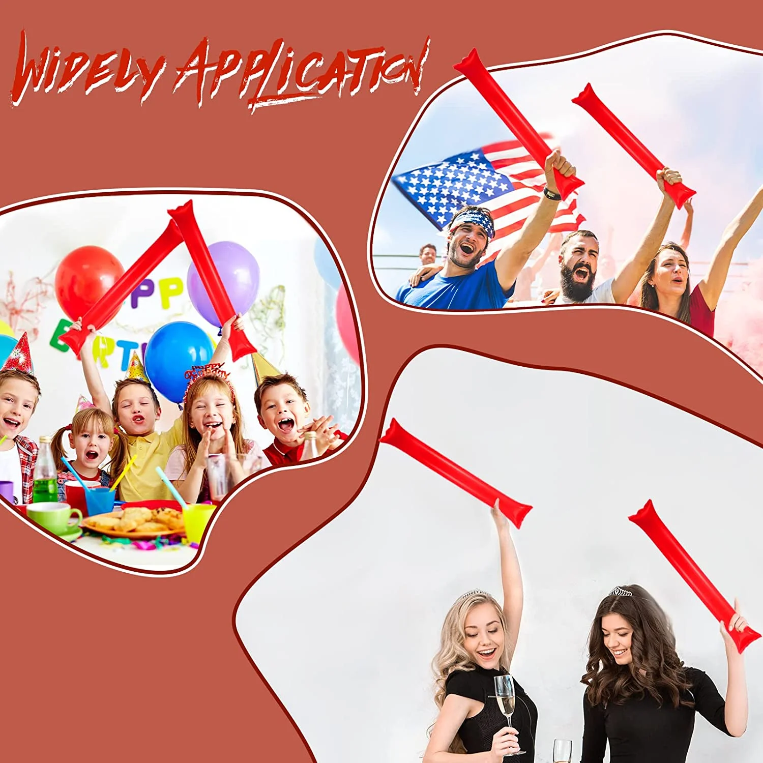 Custom Carnival Birthday Wedding Inflatable Stadium Noisemakers Bam Bam Cheer Sticks for Christmas Halloween Sports Party