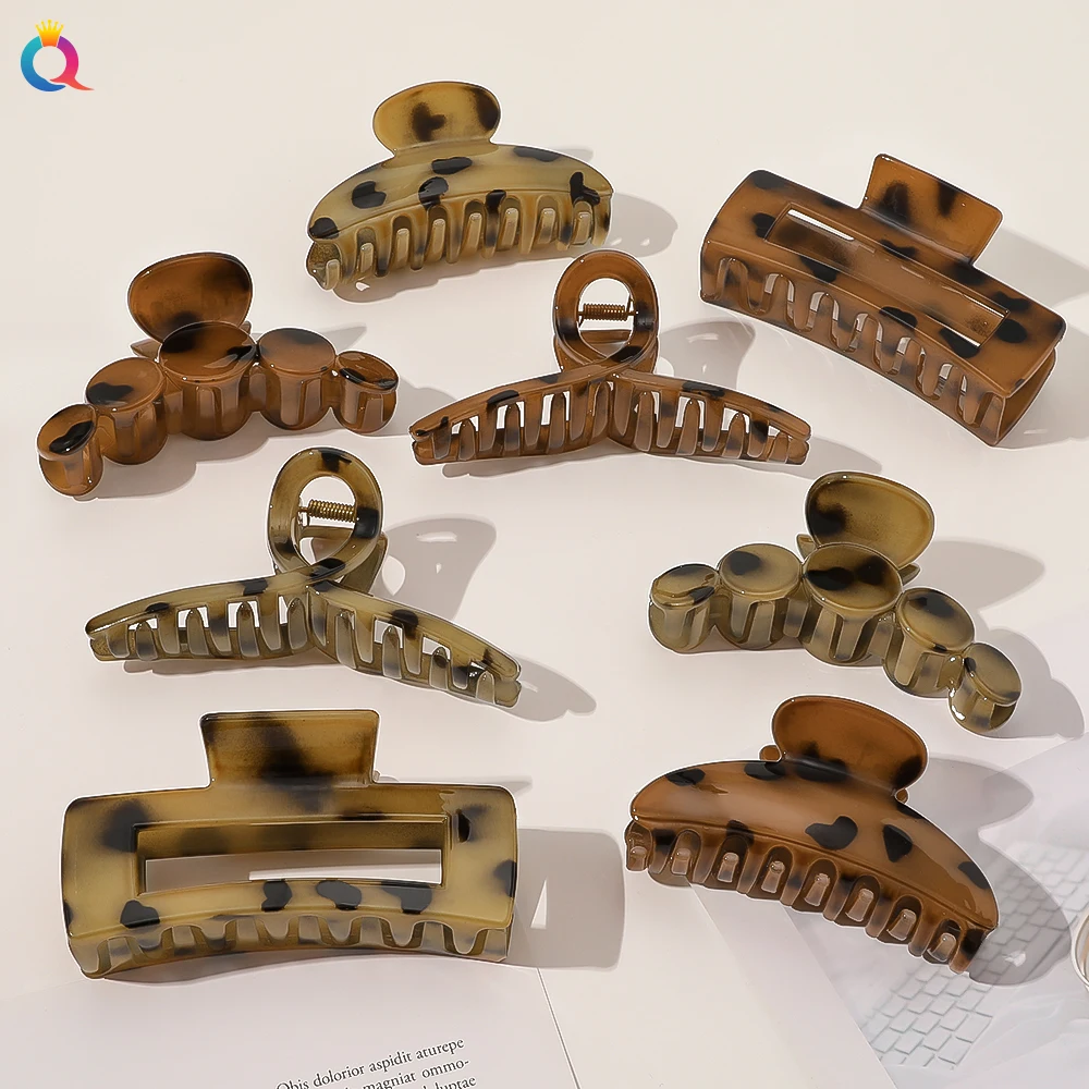 Женские акриловые заколки для волос Qiyue 4 размера уникальный дизайн геометрические леопардовые