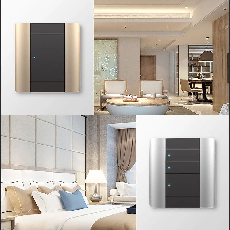 YINKA Plastic Panel Minimalist Design Two-color Splicing  US Luxury Wall Switches Vertical Version Of The Socket