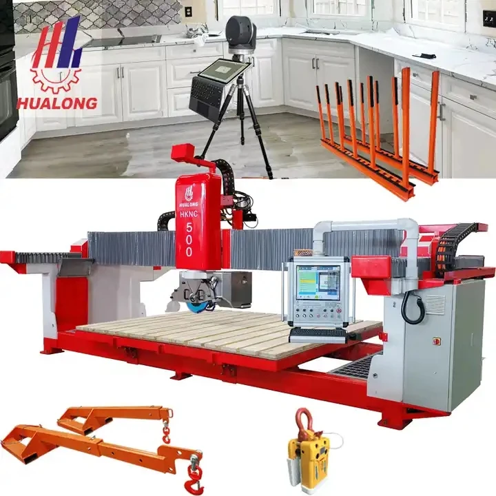 Hualong Machinery Stone Cnc Router 5 Axis Granite Bridge Saw Stone Cnc Engraving Cutting Machine Price For Quartz Granite Marble
