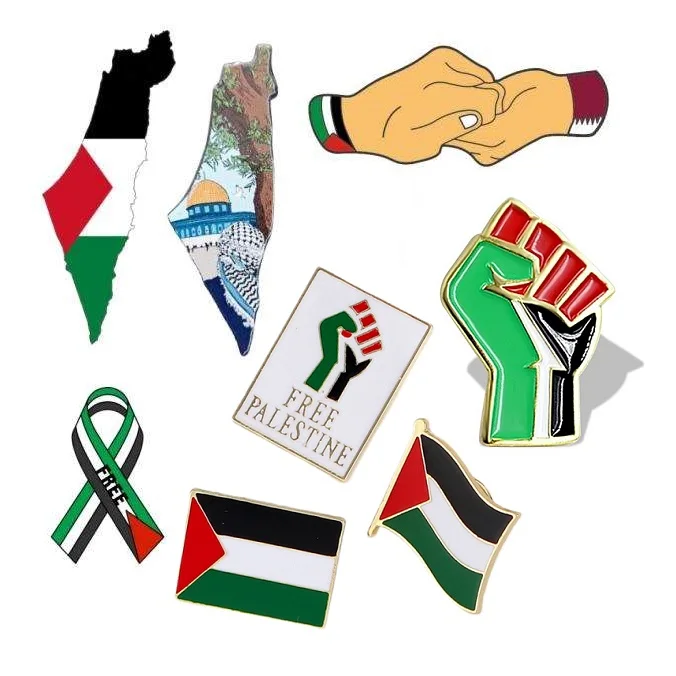 Ready in Stock Watermelon design Wholesale  Palestine Map Ribbon Butterfly badge pin 3M sticker Magnet
