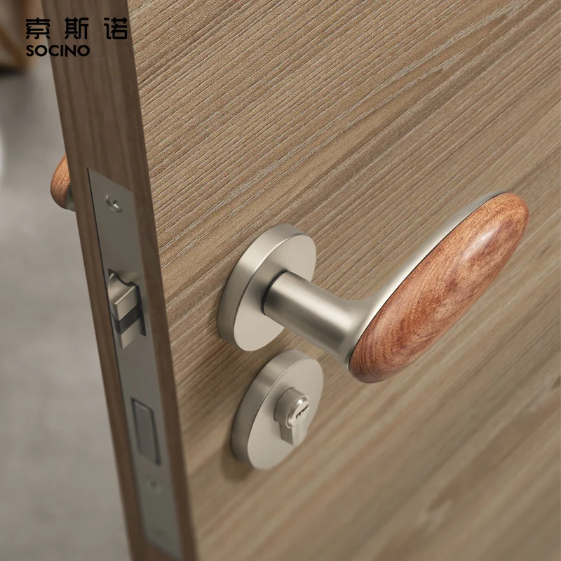 Modern Style American-Style Silvery Lever Door Lock for Hotel Interior Wooden Room High Quality Alloy Zinc Material for Bedrooms