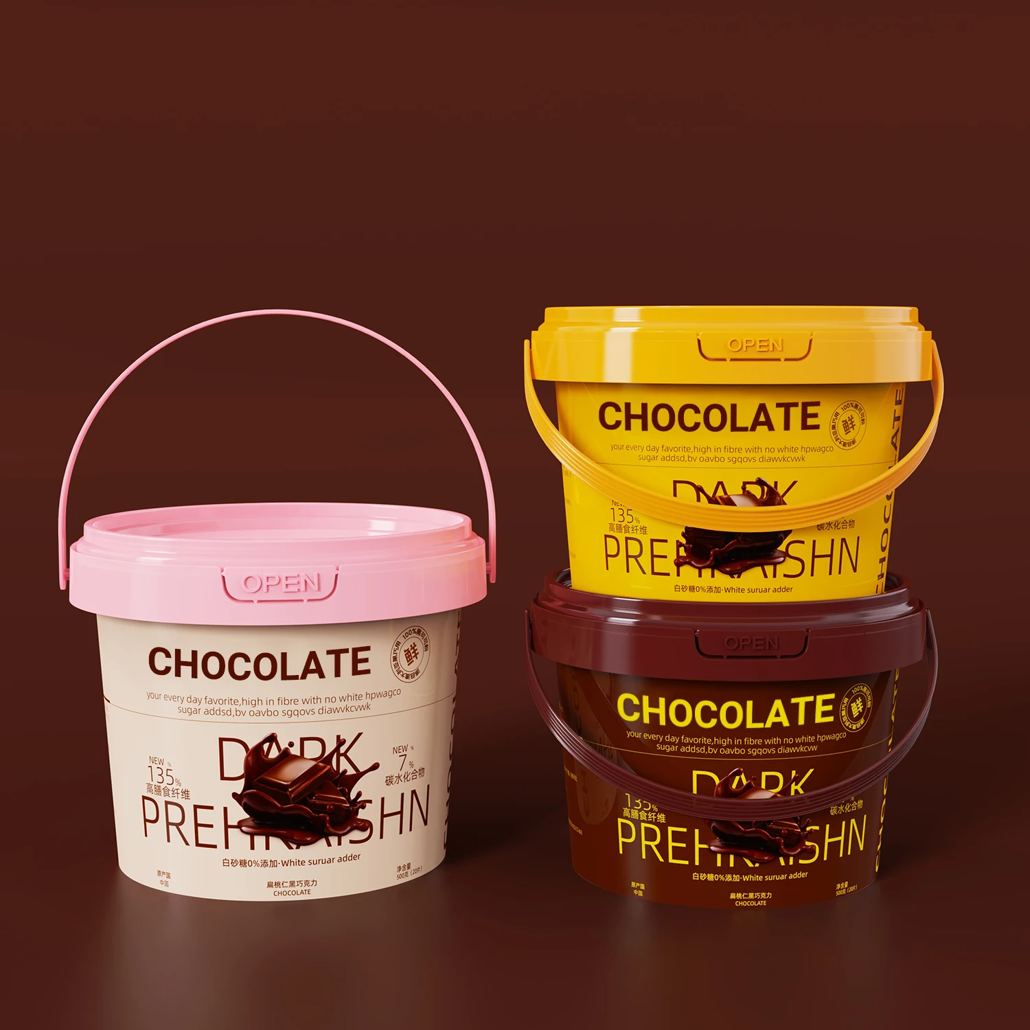 IML Customized Food Grade good sealing easy open Biscuit Plastic Bucket for chocolate spread peanut butter food sauces packing