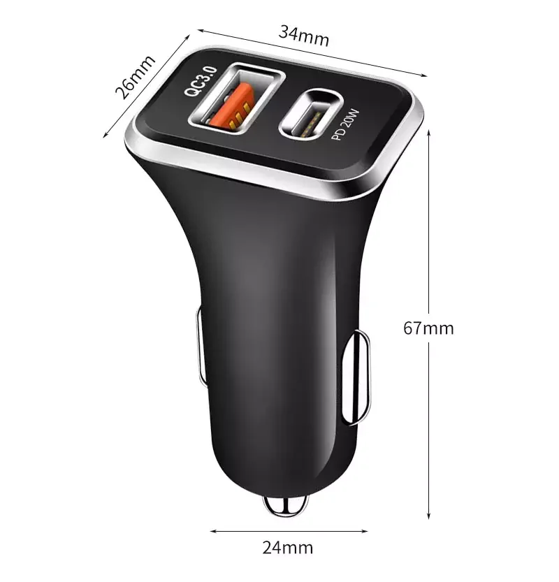 Dual Port 36w Qc3.0 usb C Chargeur Carregador Cargador Rapido Cellular Oraimo Fast Usb Pd Sarj Car Charger Mobile Phone Charger