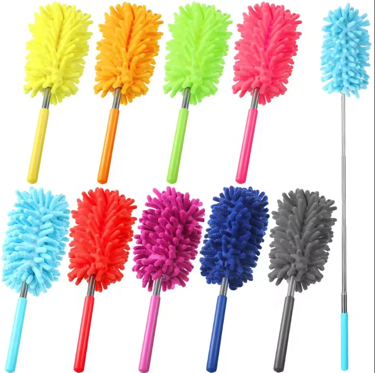 Microfiber Duster for Cleaning Washable Mini Dusters with Scalable Handle Dusting Brush for Cleaning Car Window Furniture Office