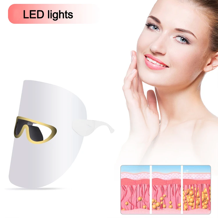 Led Mask Glasses style Led Light Therapy Facial Skin Care Mask 3 Color Face Photon led beauty