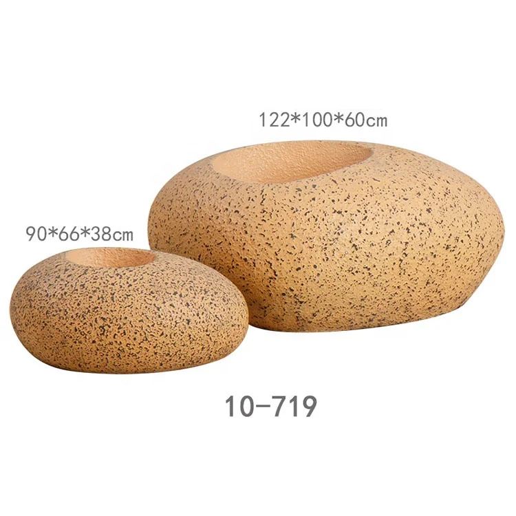 Decoration Home Hotel Green Garden Planter Natural Yellow Stone Floor Vases for Shopping Mall Decor