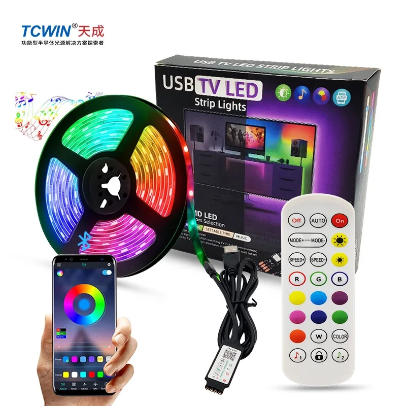 Умная Светодиодная лента 5 м RGB Ip65 водонепроницаемая управление через приложение музыка синхронизация ТВ светодиодная подсветка домашняя декоративная лампа для