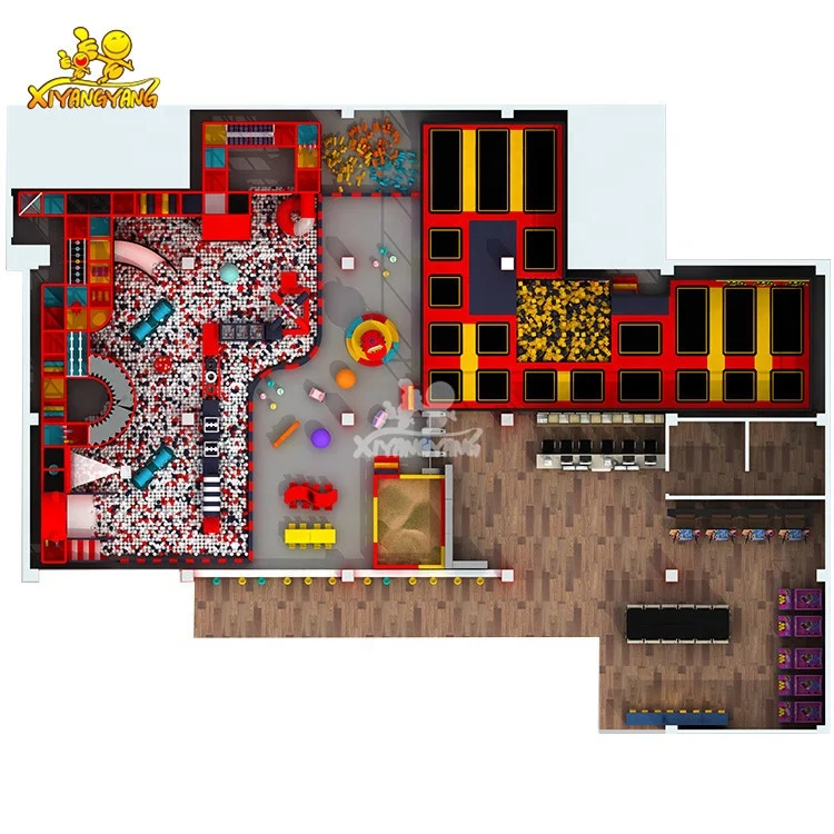 
Factory price commercial kids trampoline park design suppliers bungee jumping indoor trampoline with handle 