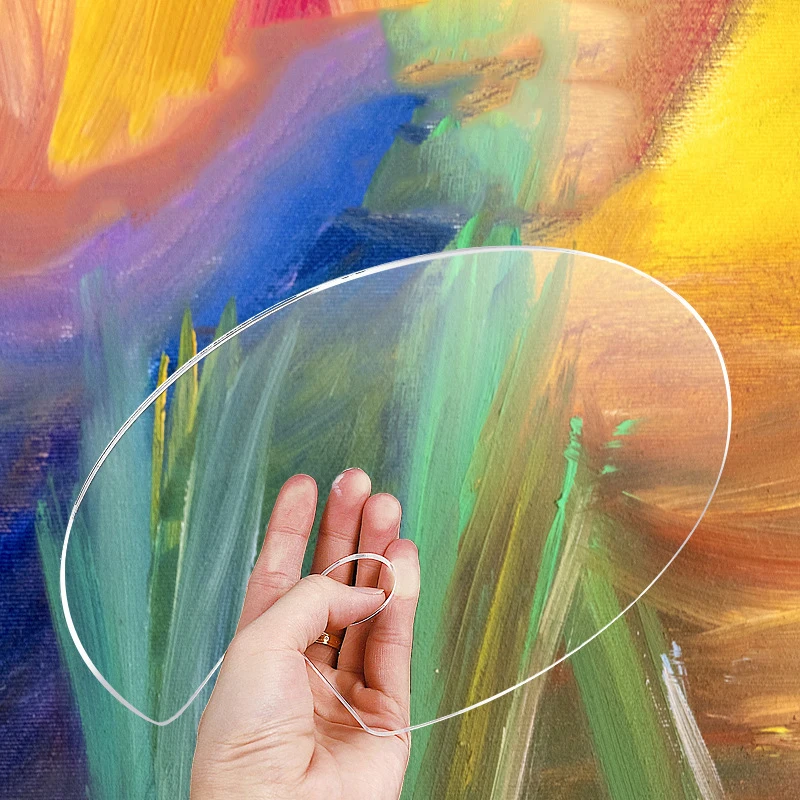 Nail Supplies Wholesale Oval/Square Transparent Acrylic Palette Acrylic Powder Pigment Nail Art Gel Palette