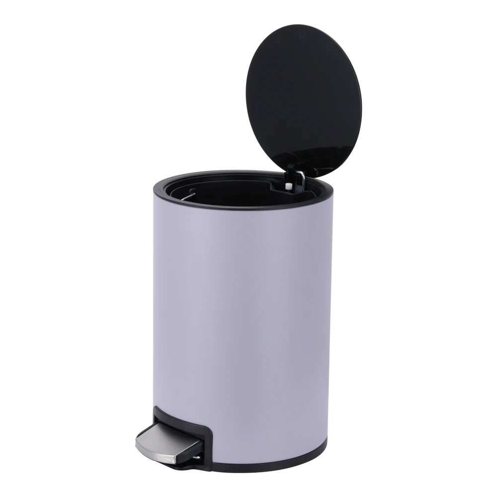 Office kitchen bathroom Stainless steel purple thin lid design trash dust bin for waste paper bin soft close pedal bin