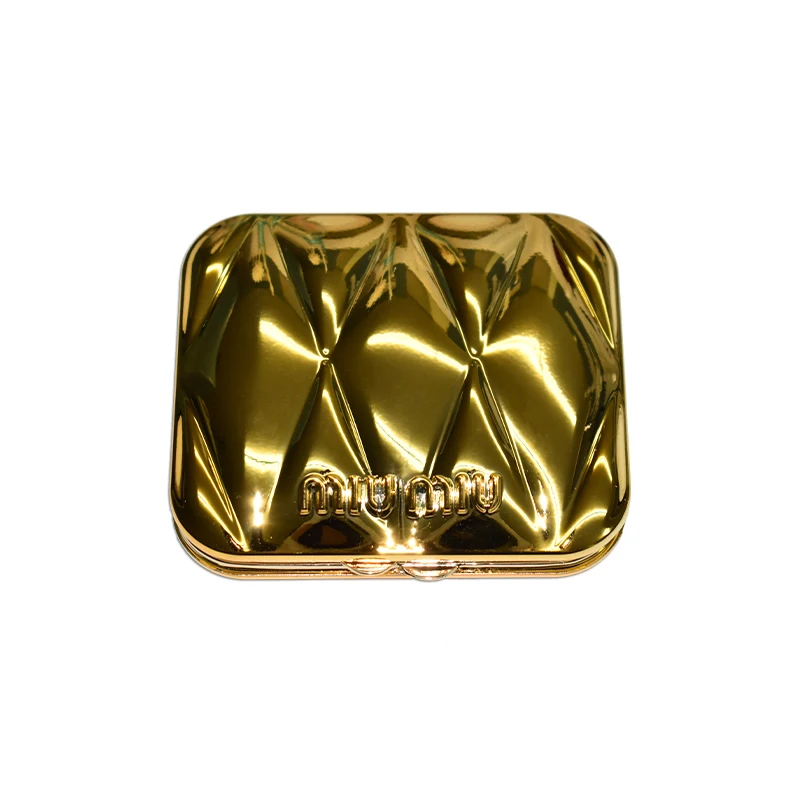 Custom Logo Plastic Gold Pink Miu Square Pocket Mirror Personalized Foldable Double Sided Magnifying Makeup Handheld Mirror