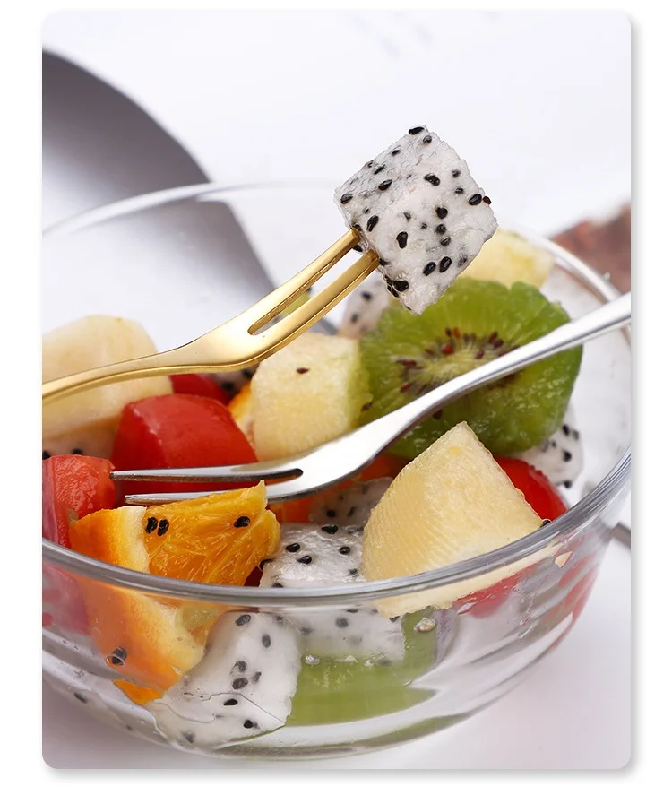 Hot selling mini stainless steel fruit fork acero inoxidable tenedores para fruta