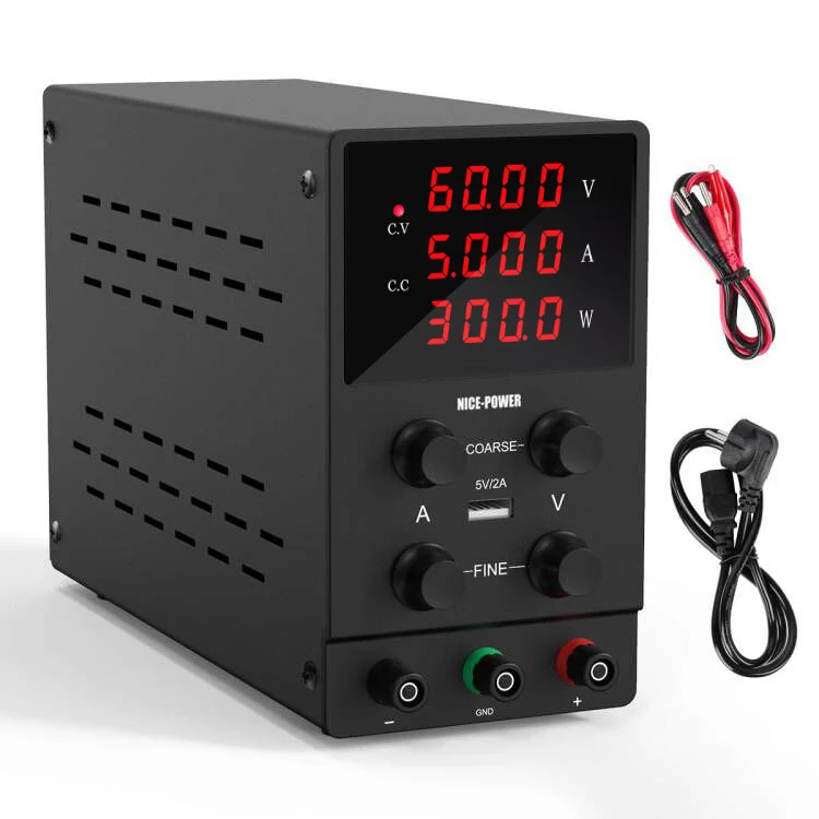 Регулируемый 0 ~ 60V переменного тока 5A DC скамья переключатель питания постоянного переменной с 4-знака после запятой отображения и 5V/2A