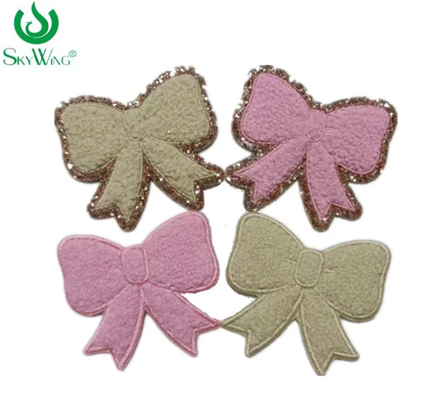 Wholesale Chenille Embroidery Patches Bow Heart Star Flower Rainbow Designs Clothing Shirts Bags Accessories  iron on Jeans Hats