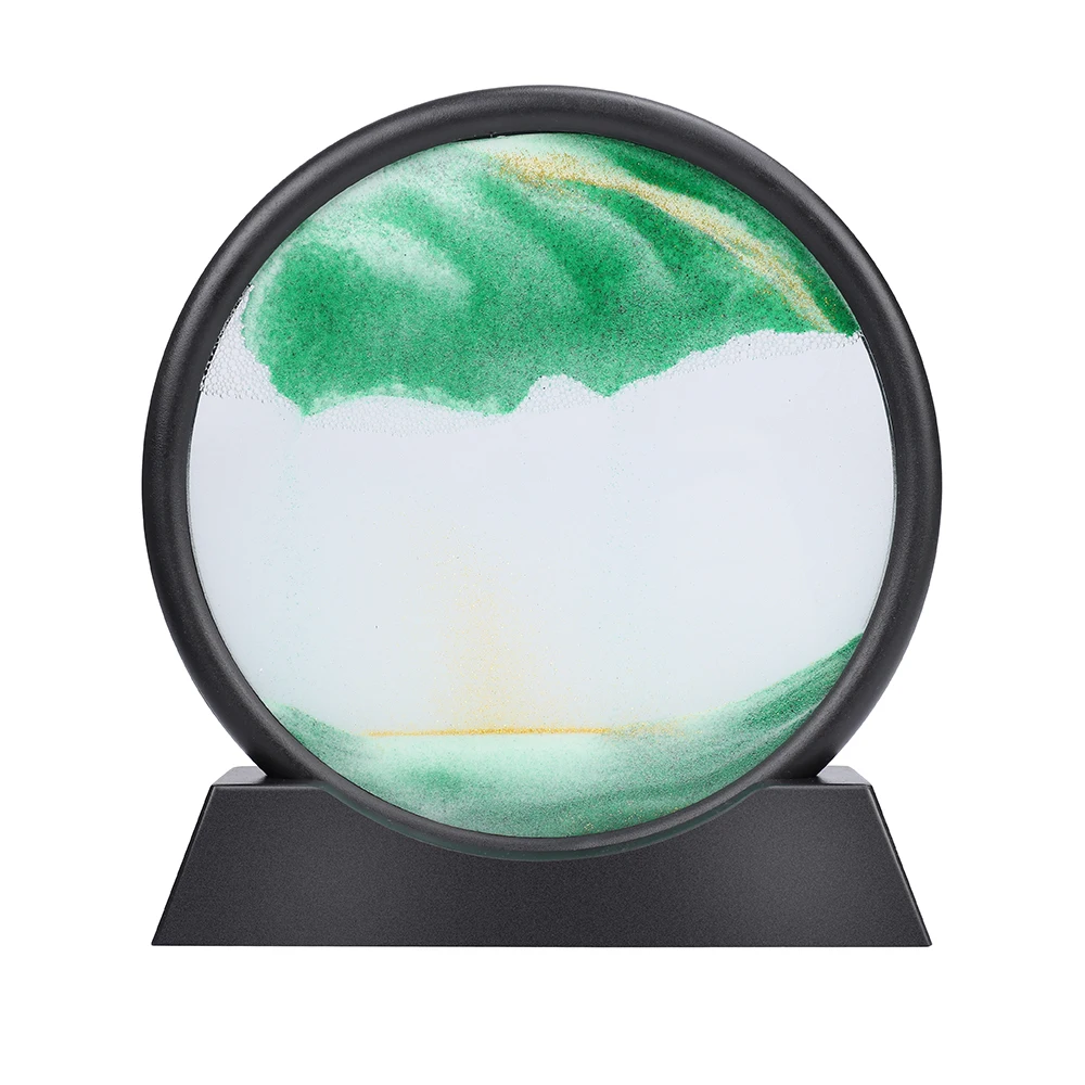 7 Inch Moving Sand Art Picture Round Glass 3D Hourglass Deep Sea Sandscape Quicksand Painting For Home Decor