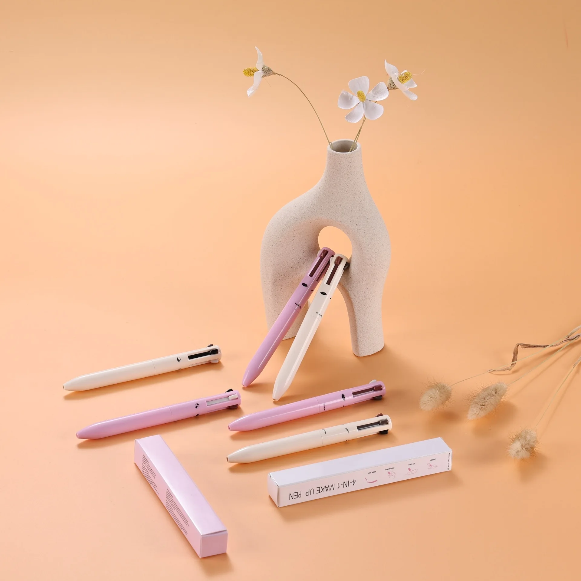 Wholesale waterproof versatile makeup pen eyebrow pencil eyeliner lipliner highlighter 4 in 1 Makeup Pen