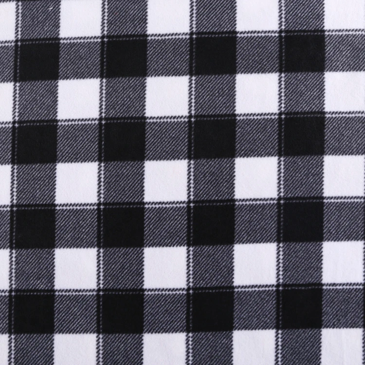 free shipping cost plaid check printed polar fleece anti pilling 100% polyester knitted micro polar fleece fabric