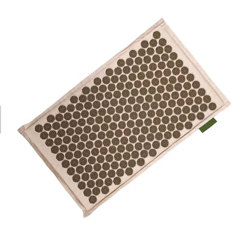 ZRWM44 Acupressure Mat and Neck Pillow Set Natural Organic Linen Cotton Acupuncture Mat and Bag Back Pain Relief