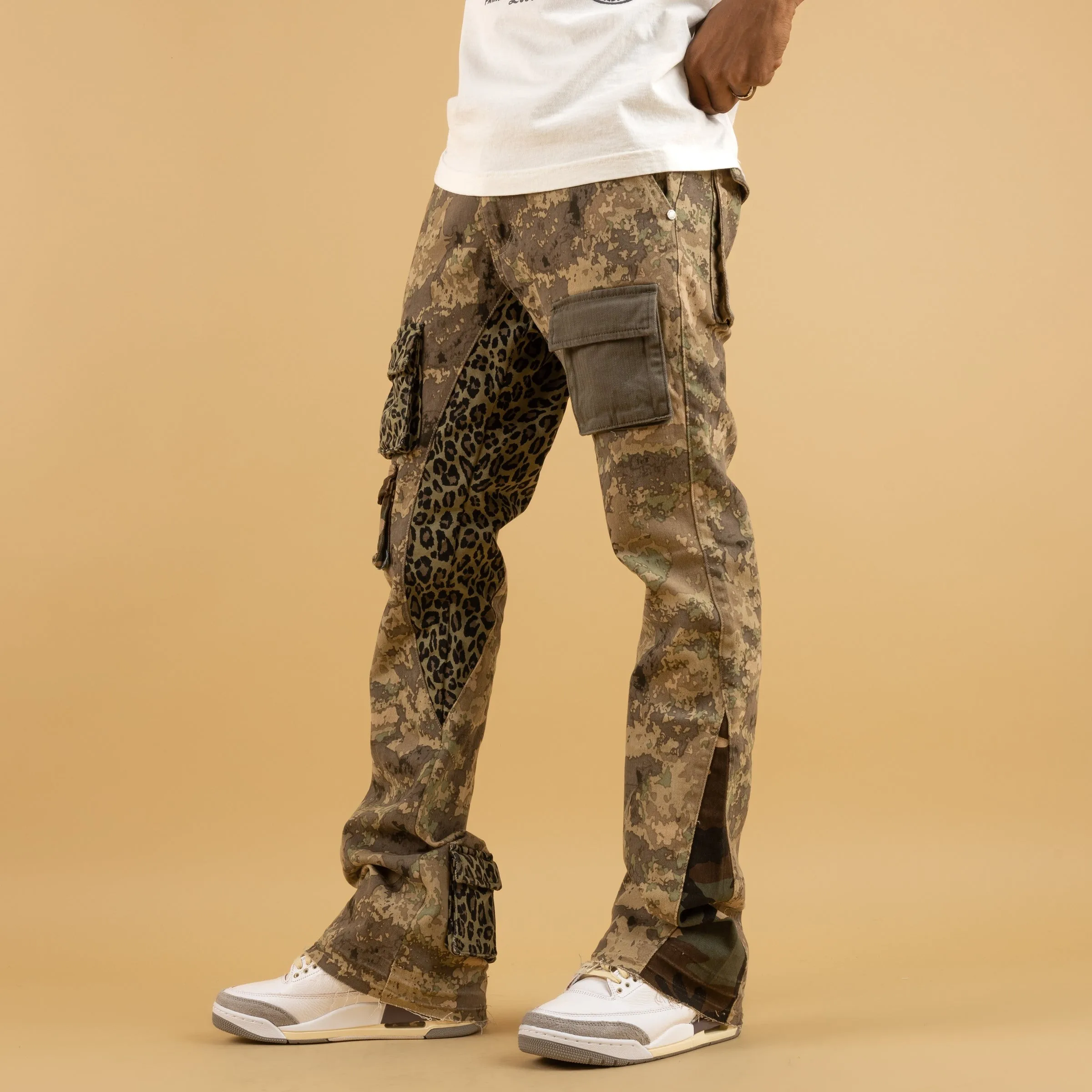 Stacked Jeans Purple Royal LT Green Lakin Garment High quality OEM Service Mott Camo Jeans Mens Denim Jeans