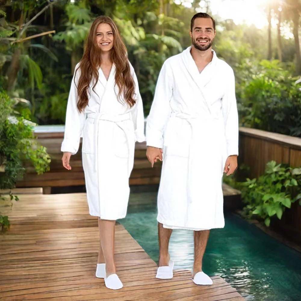 Premium Quality All Seasons Cotton Terry Shawl Spa Bathrobe