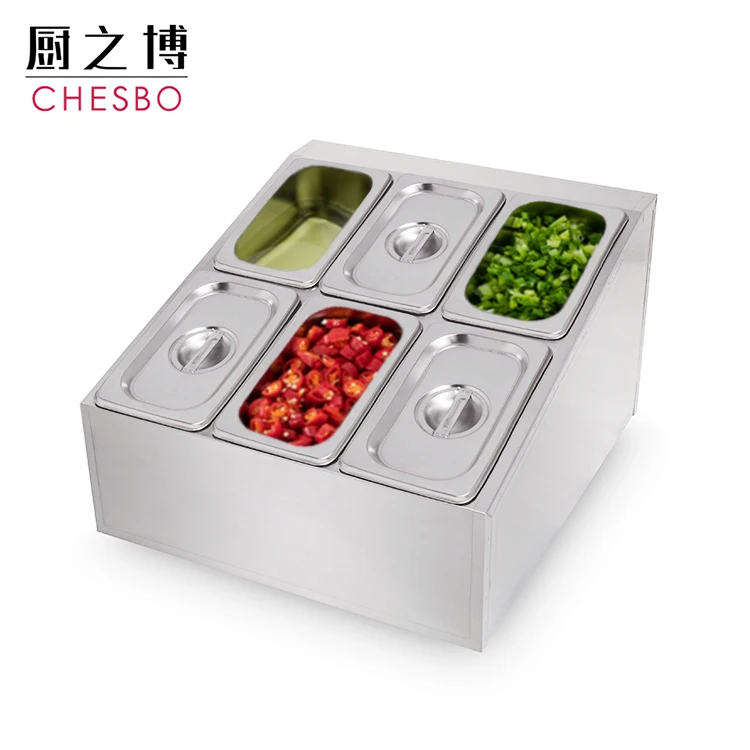 Kitchen Appliance Stainless steel 6 grid 1/9 Gastronorm containers vegetable food container GN pan holder