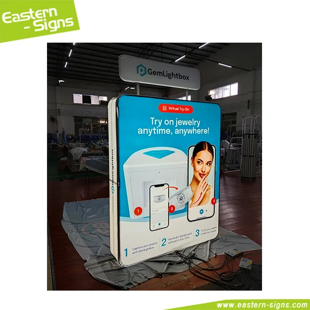 Movable display LED light backwall with printing fabric advertising display light box