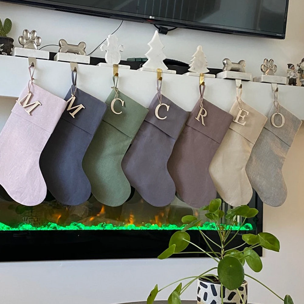 Wholesale Handmade Santa Gift Socks Pure Color Sublimation Christmas Stocking Luxury