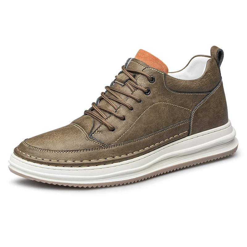 High quality wholesale elevating floating shoe 8cm for men casual leather sneaker height increasing amazon hot sale