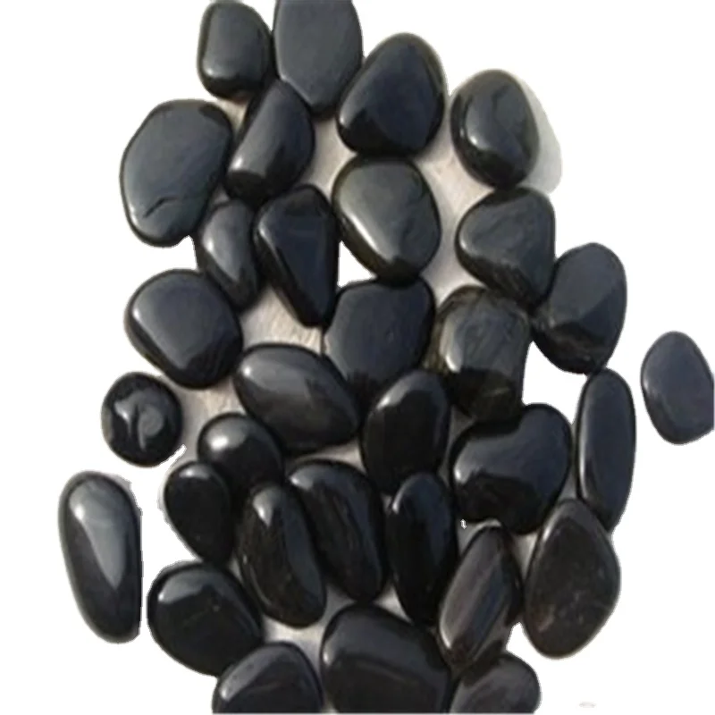 High Polished Black River Cobbles Pebbles For Garden  Black natural high polish pebbles for decorations