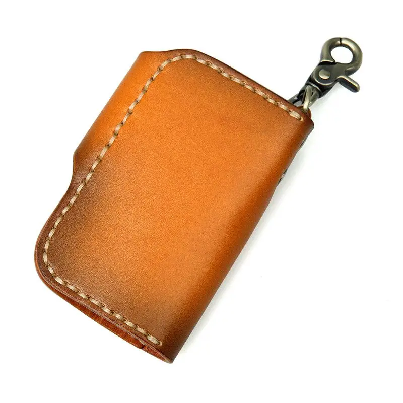 New Design Car Keychain Manufacturer Chain Real Cow Leather Storage Bag Key Case Men Leather Key Case Leather Key Case With Hook