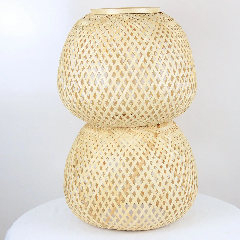 Shangfeng High Quality Eco-friendly Handmade Lampshade Bamboo  Woven Lampshade with Wooden Boards