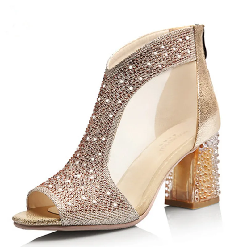 custom logo autumn ladies glitter rhinestones women pumps crystal heels pumps