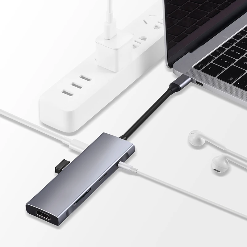USB C концентратор 9 в 1 адаптер 4K HD-MI зарядный 3 0 SD/устройство для считывания с tf-карт 5 мм Gigabit Ethernet док-станции