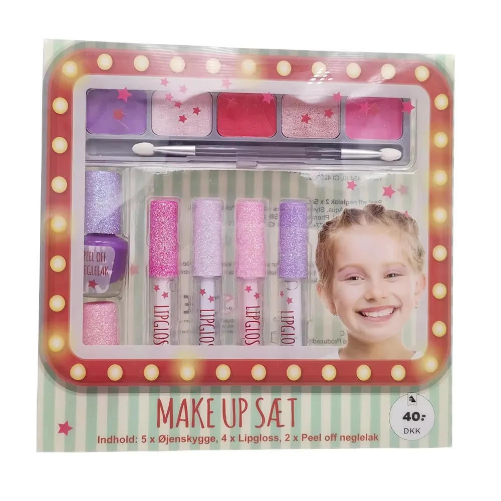 Girl Toys-Kids Make Up Kit with Eye Shadows Lipstick Liquid Foundation Nail Polish Gift Makeup Set