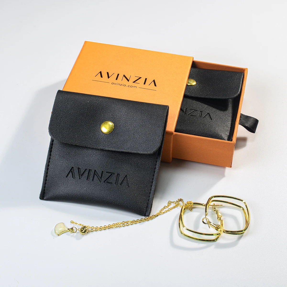 Custom Logo Drawer Sliding Cardboard Paper Luxury Gift Jewelry Box Packaging and  Pouch Bag