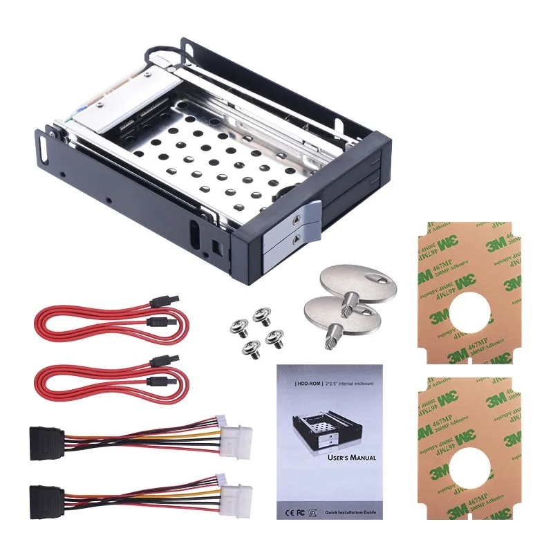 Stainless Steel  double layer Desktop Server  2.5ich SATA Hdd Enclosure with key lock