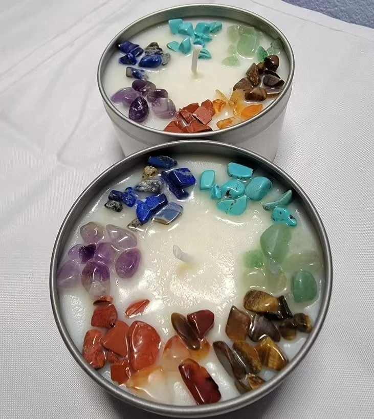 Wedding Gift Valentine Gift Iridescent Colorful Gemstones Aromatic Flower Crystal Unique Glass Scented Candle Jars