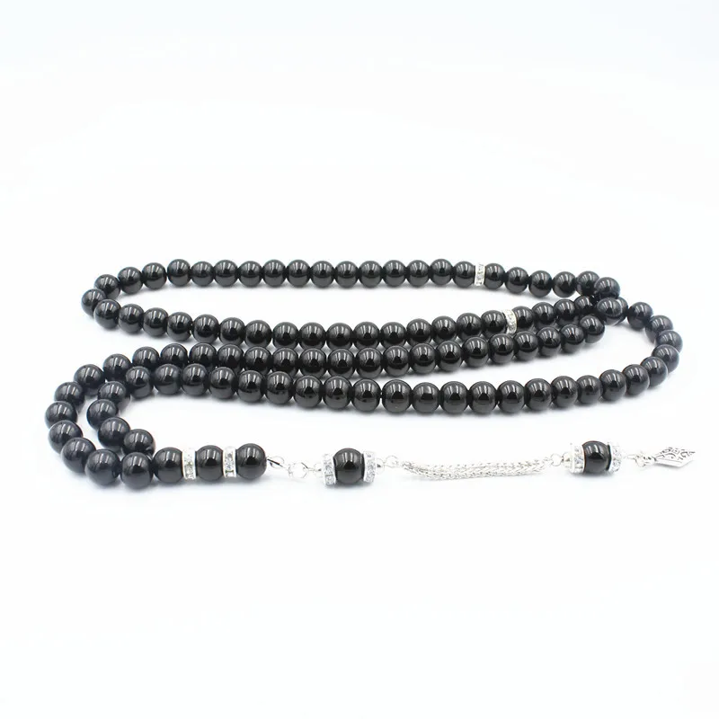 Muslim Rosary Bead Chain Wholesale Catholic Islamic Men Women Jewelry Long Necklace 99pcs Black Amber Prayer Beads