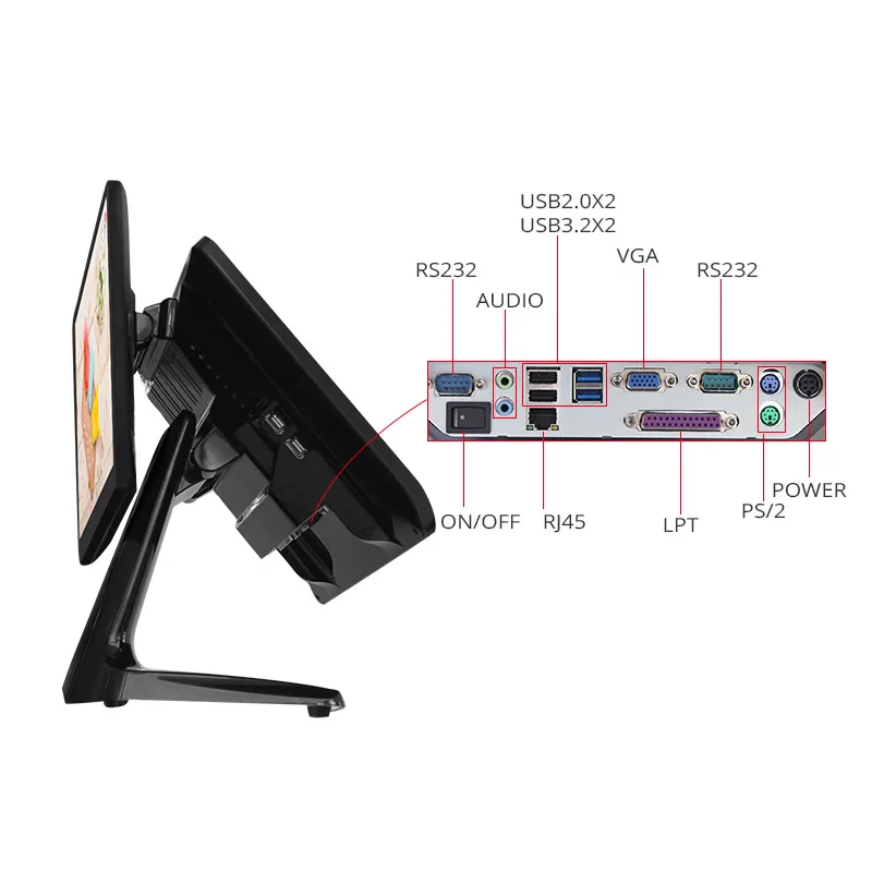 15.6 inch Pos System Retail Cash Register For Restaurant Supermarket Cashier Computer