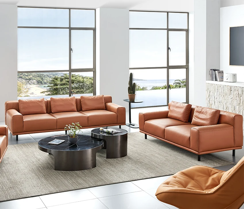 1 2 3 Seat Modern Luxury Home Furniture Leather Sofa Set Foshan Furniture Living Room Leather Sofas