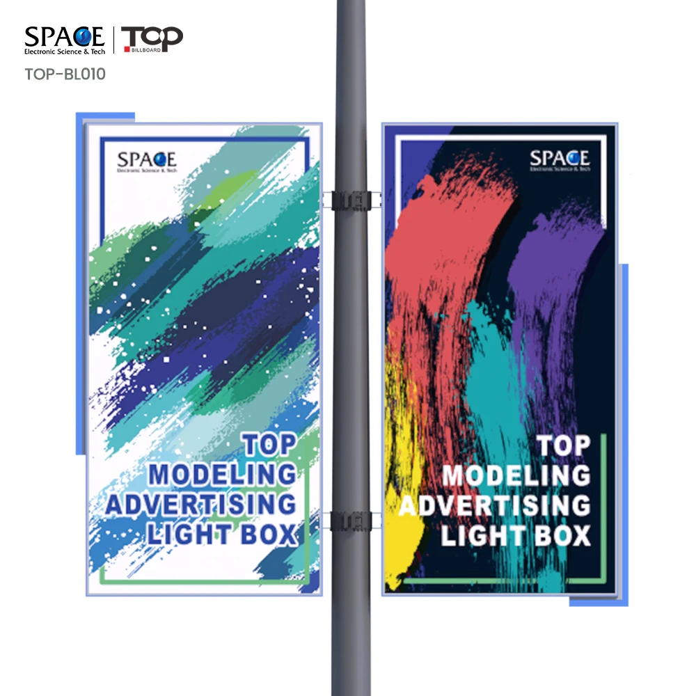 Lamp Pole Light Box Fabric Light box Illuminated Sign Board Double Sided Backlit Fabric Billboard Outdoor Light Box