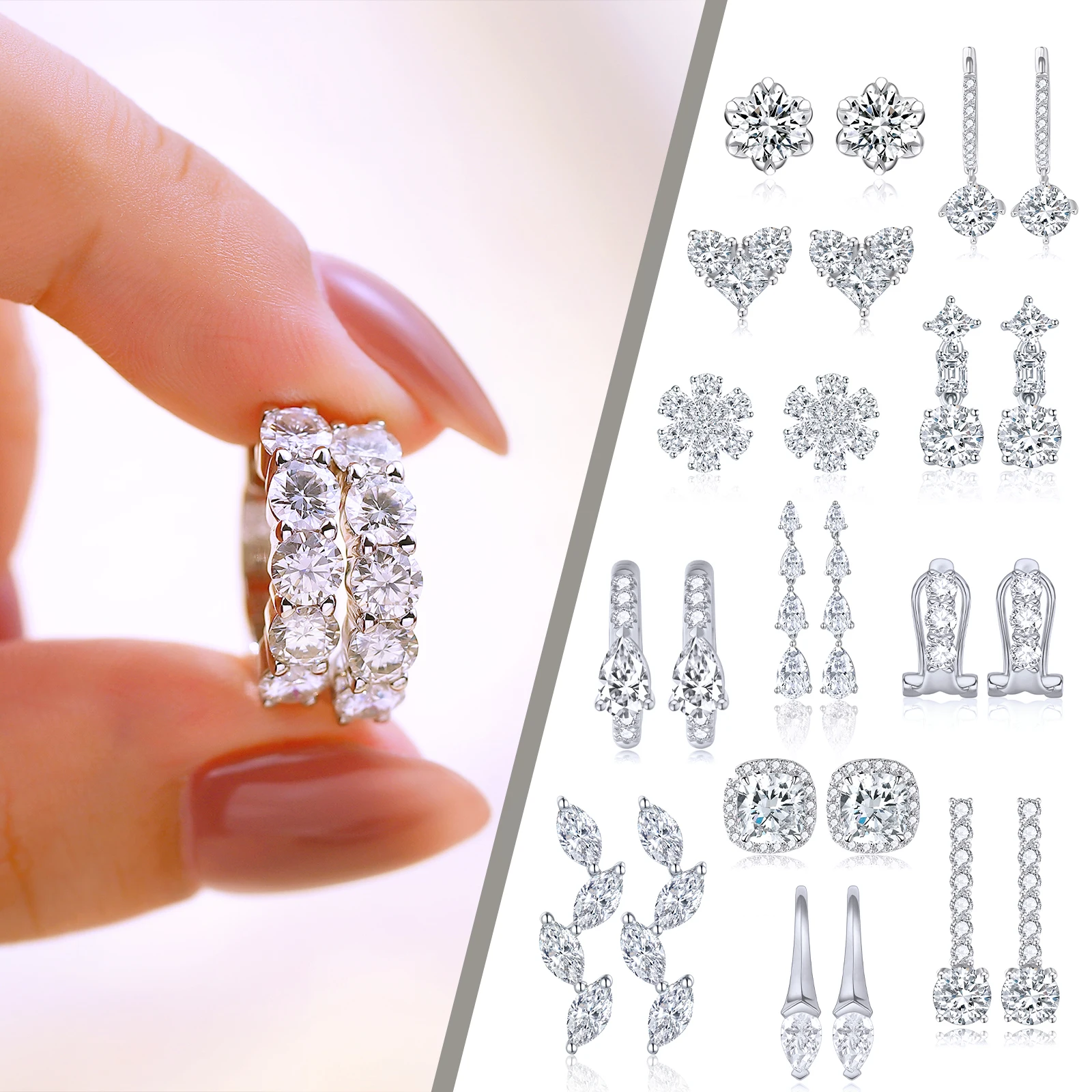 sterling silver s925 14k 18k gold artificial hpht cvd natural real diamond jewelry set for women lab grown made diamond jewelry