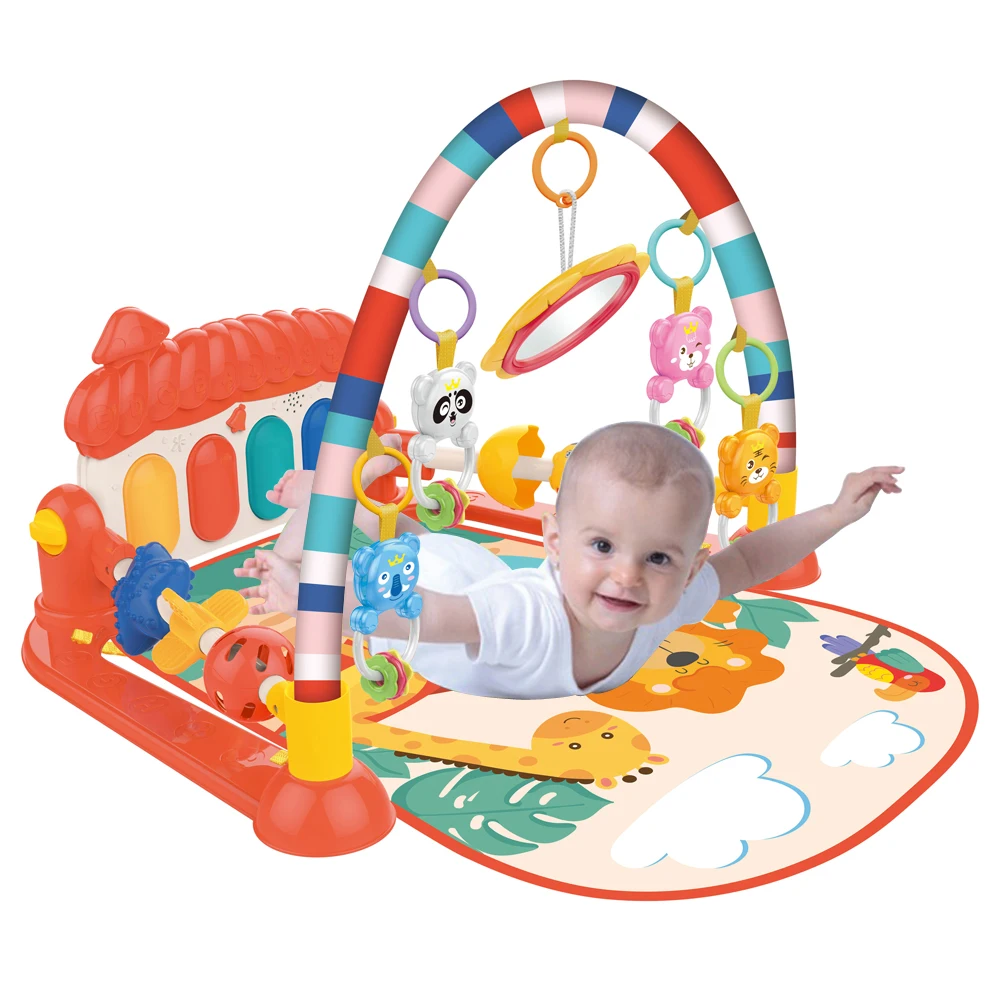 Baby Play Gym Mat Toy Eco-friendly Foot Pedal Piano Gym Mat Musical Light Piano Fitness Frame For Infant