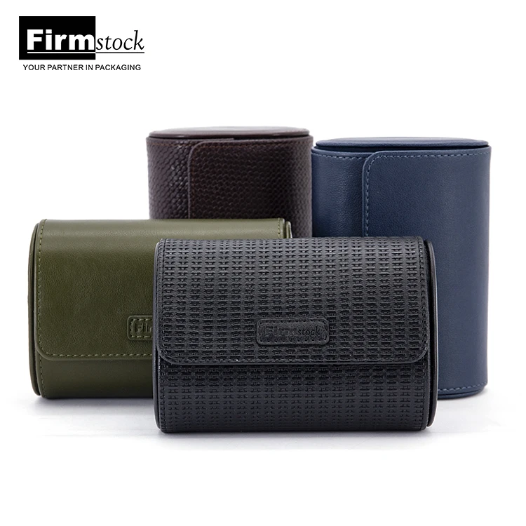 Custom Best Gift Waterproof Multi-purpose Waxed Canvas Watches Straps Storage Bag Travel leather Watch Roll