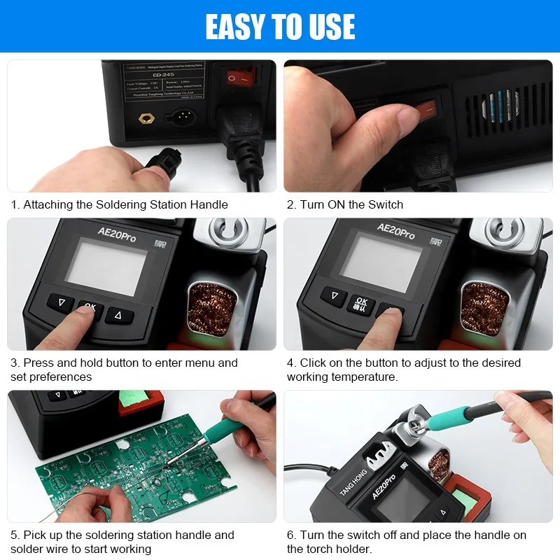 Kellyshun AE-20Pro Havya 130W Precision Intelligent Lead-Free Digital Soldering Iron SMD BGA Rework Station Knife Needle Tips
