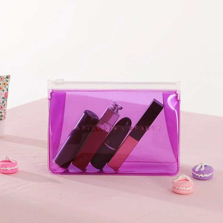 
Colorful Standup Embossed printing PVC bag with Zipper and slider for Cosmetics 