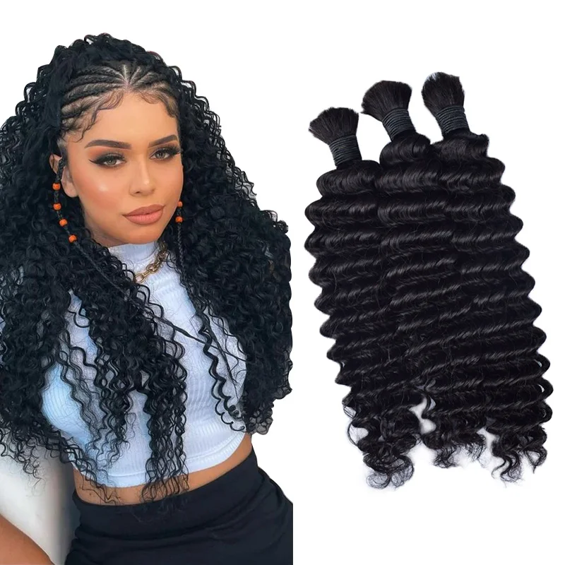 RXHAIR Factory Price Vendor Brazilian 100% Human Hair Color Bulk Hair Braiding Cuticle Aligned Virgin Hair Deep Wave