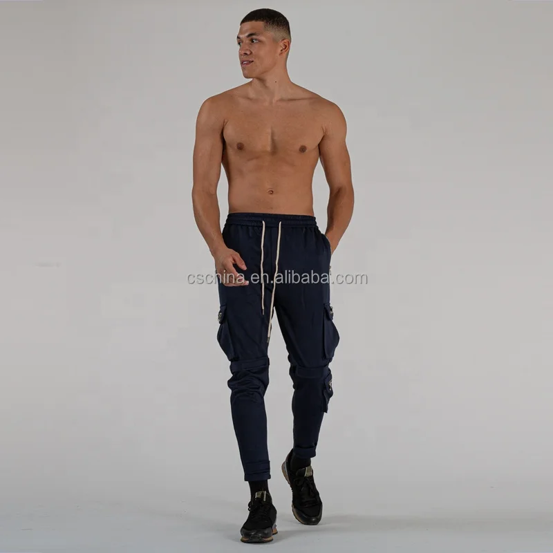 Casual Jogging Satin Track Sport Pants Male Cargo Long Pant Men Cargo Pants With Side Pockets